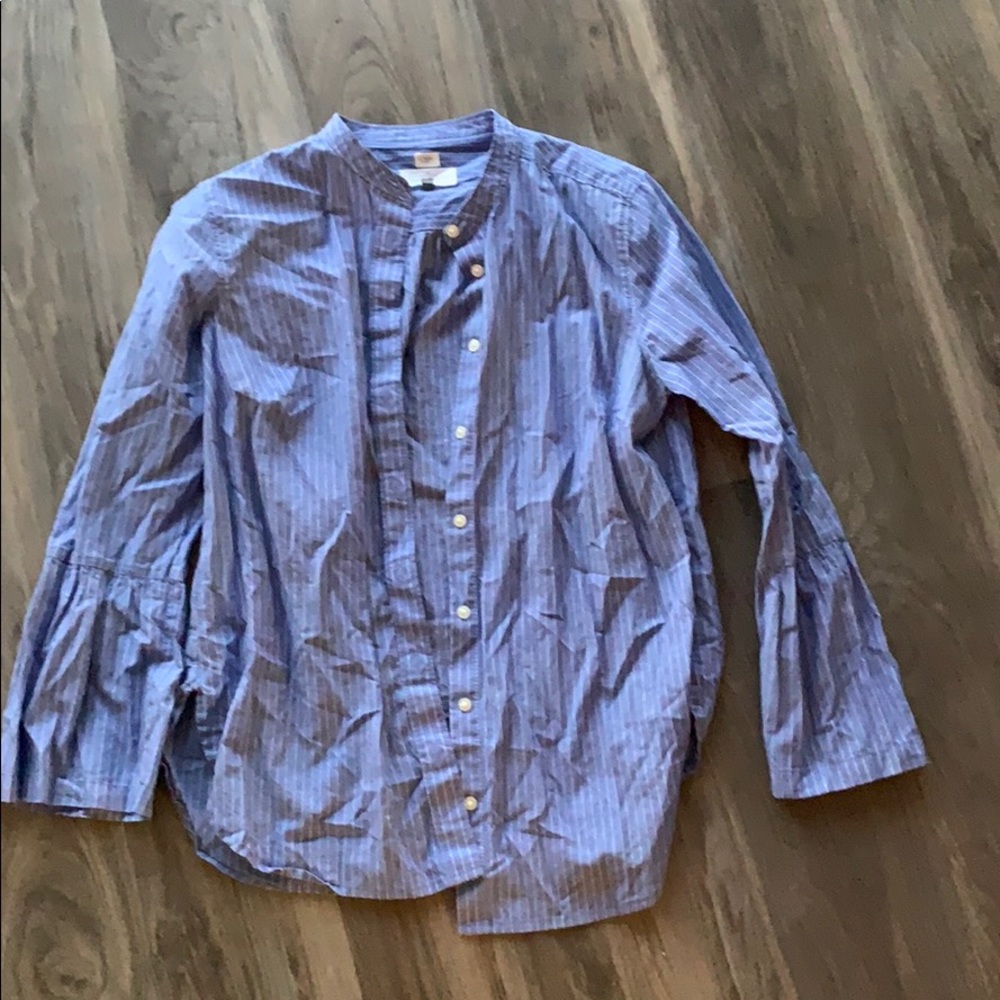 Striped Button Up Blouse from The Loft